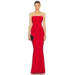 Norma Kamali Strapless Fishtail Gown in Tiger Red Medium New Long Maxi Dress